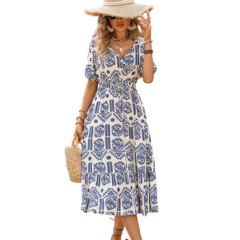 Damen Maxikleid Floralmuster Eleganter Schnitt Norvielle
