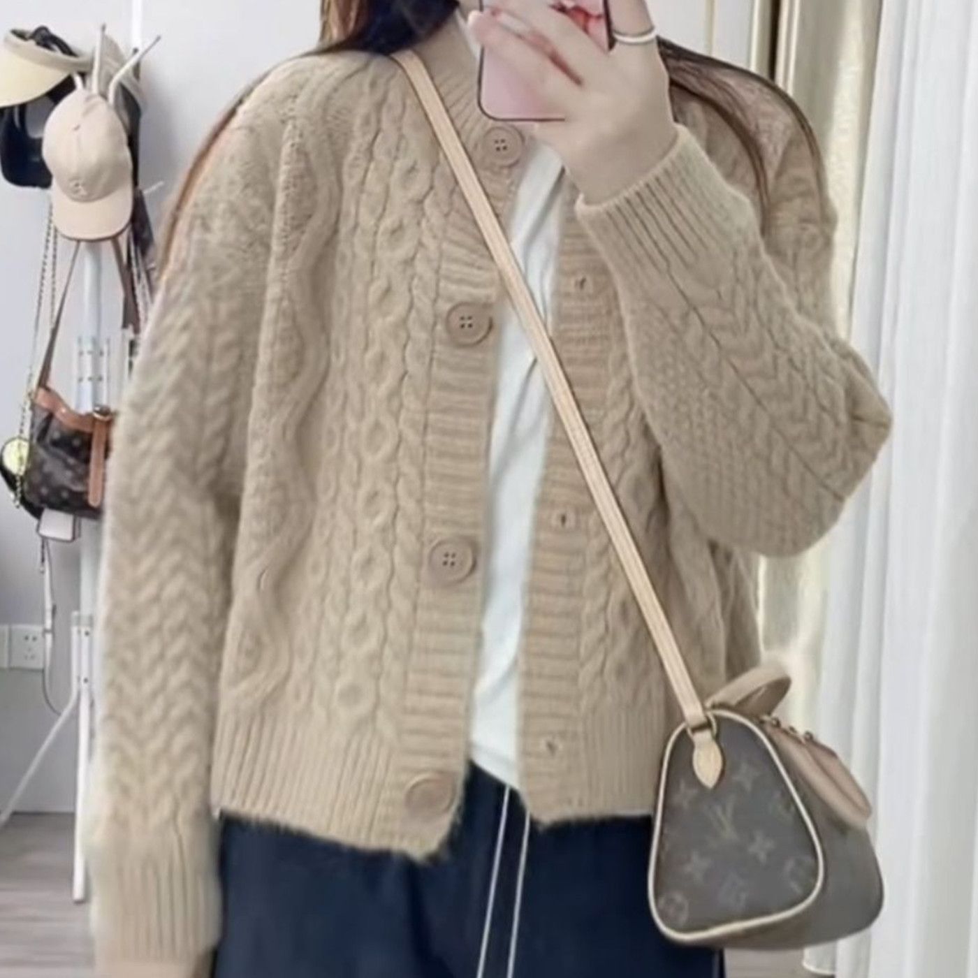 Damen Strickjacke Kuschelig Zopfmuster Norvielle