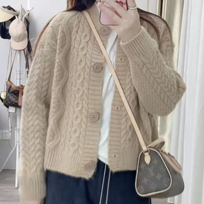 Damen Strickjacke Kuschelig Zopfmuster Norvielle