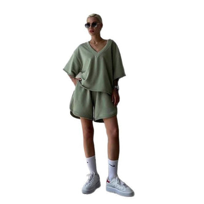 Damen Sport-Set V-Ausschnitt Leicht Locker Norvielle