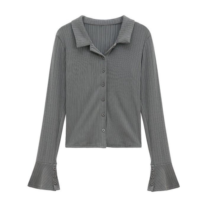 Damen Langarmshirt mit Volantärmel Norvielle