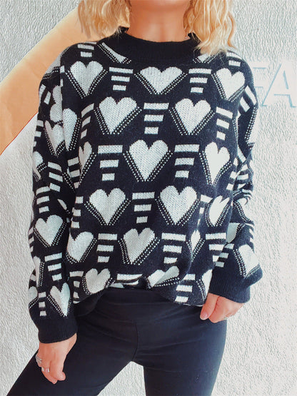 Damen Oversized-Pullover Herz-Muster Weich Norvielle