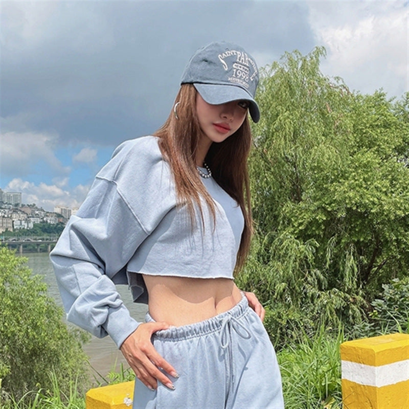 Damen Crop- Set Elastische Hose