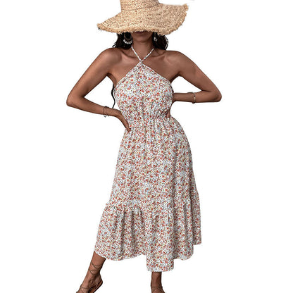 Damen Maxikleid Sommer florales Design hochgeschlossen Norvielle