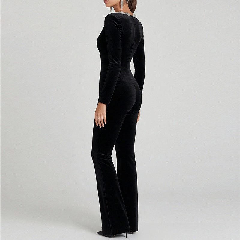 Damen Flared Overall Floralmuster Langer Ärmel