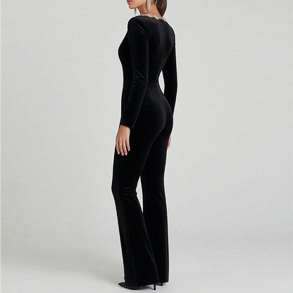 Damen Flared Overall Floralmuster Langer Ärmel