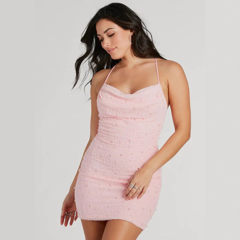 Damen Minikleid Figurbetont Spaghettiträger Norvielle