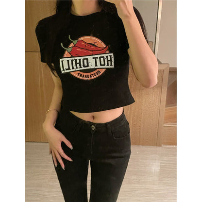 Damen Crop- mit kreativem Druck Norvielle