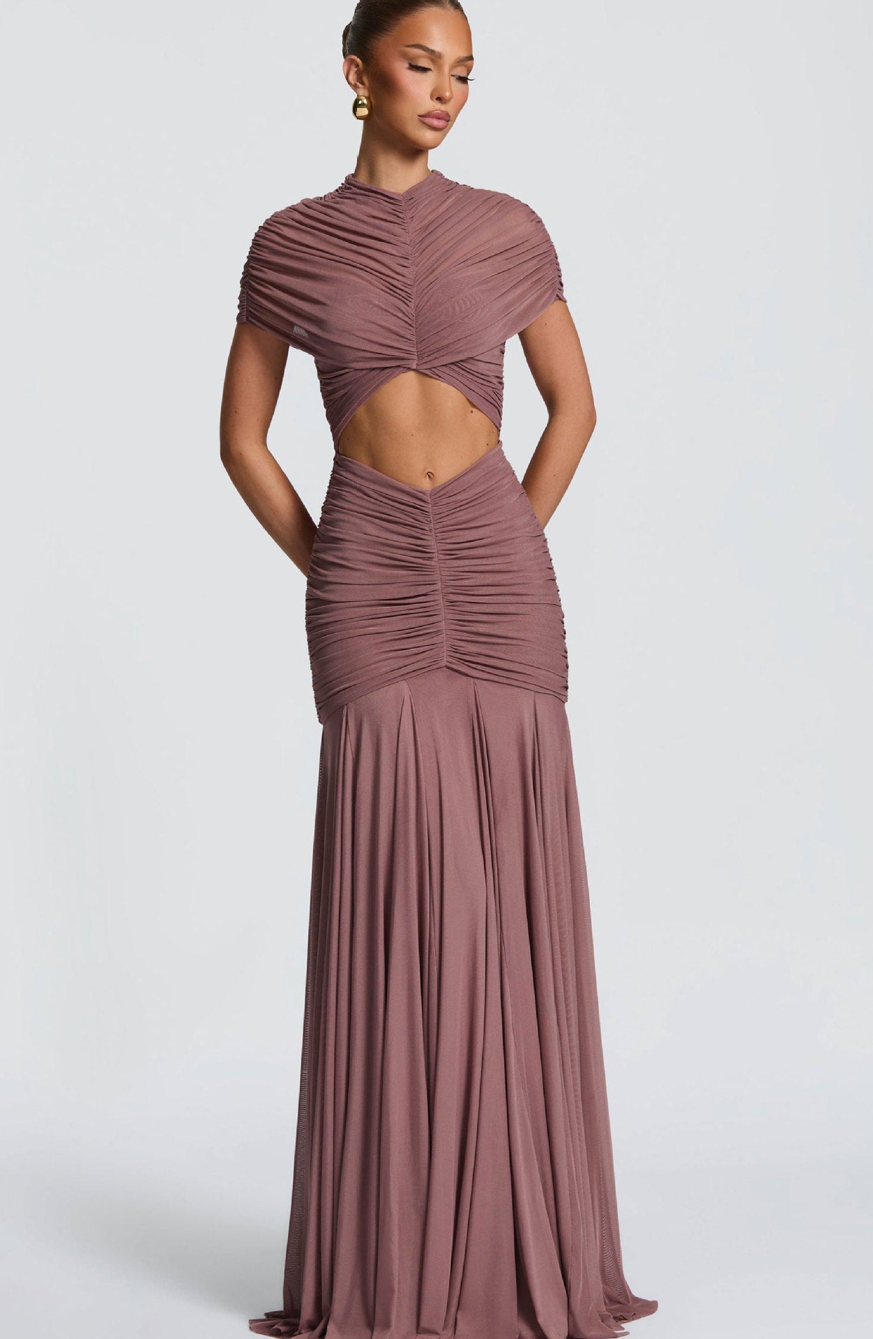 Damen Abendkleid Cut-Out-Design Faltenstoff