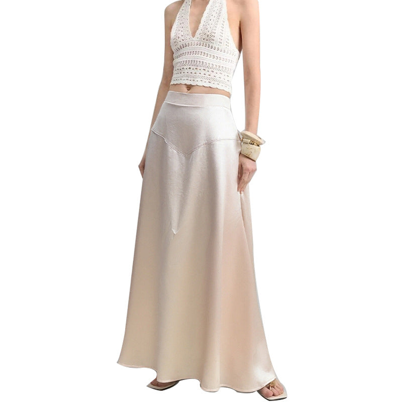 Damen Maxi-Rock Edelstoff Fließender Schnitt