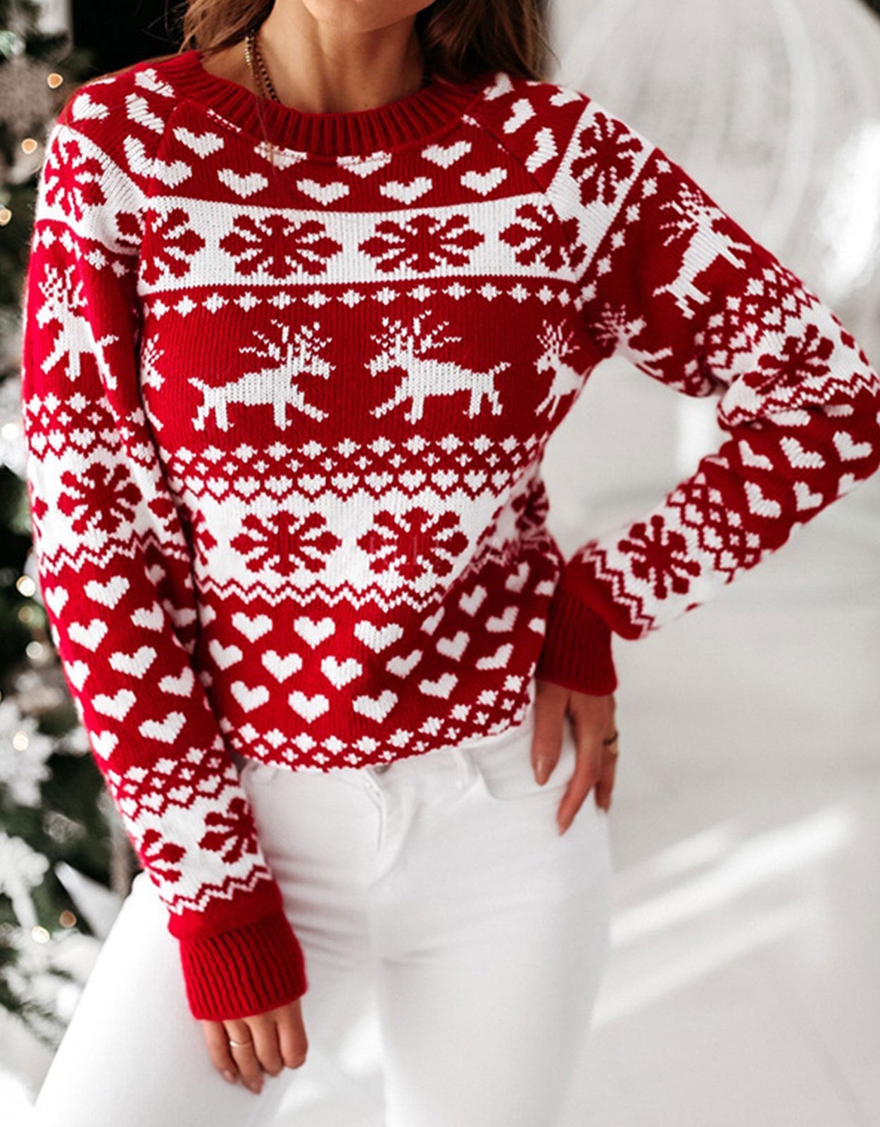 Damen Weihnachtspullover Traditionelles Muster Norvielle Kuschelig