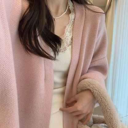 Damen Langstrickmantel Übergroßer Schnitt Weiches Fleece - Norvielle