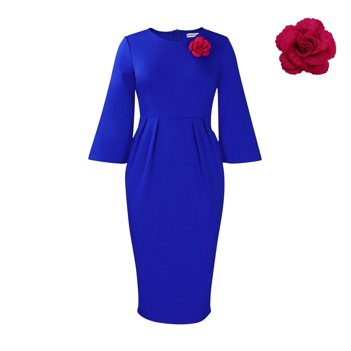 Damen Etuikleid mit Glöckchenärmeln Floralmuster