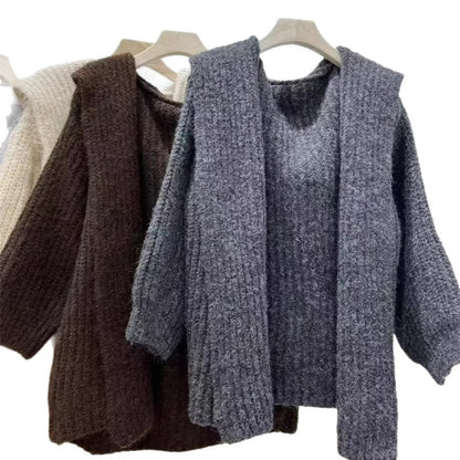 Damen Oversized Hoodie-Cardigan Kuschlig V-Ausschnitt Weit Norvielle