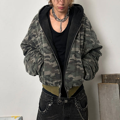Damen Camouflage Bomberjacke Doppelmaterial Norvielle