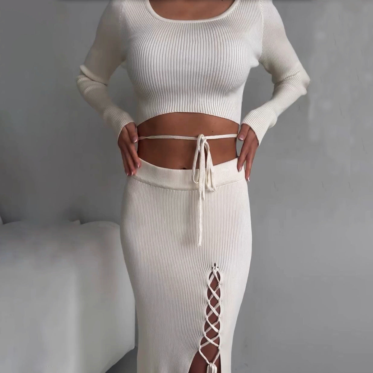 Damen Strick-Set Cut-Out-Details Norvielle