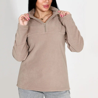Damen Fleece Pullover Stehkragen Halbzipp Norvielle