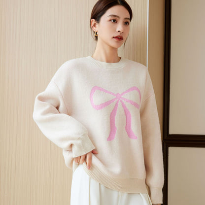 Damen Oversized Pullover mit Schleifen-Design Norvielle