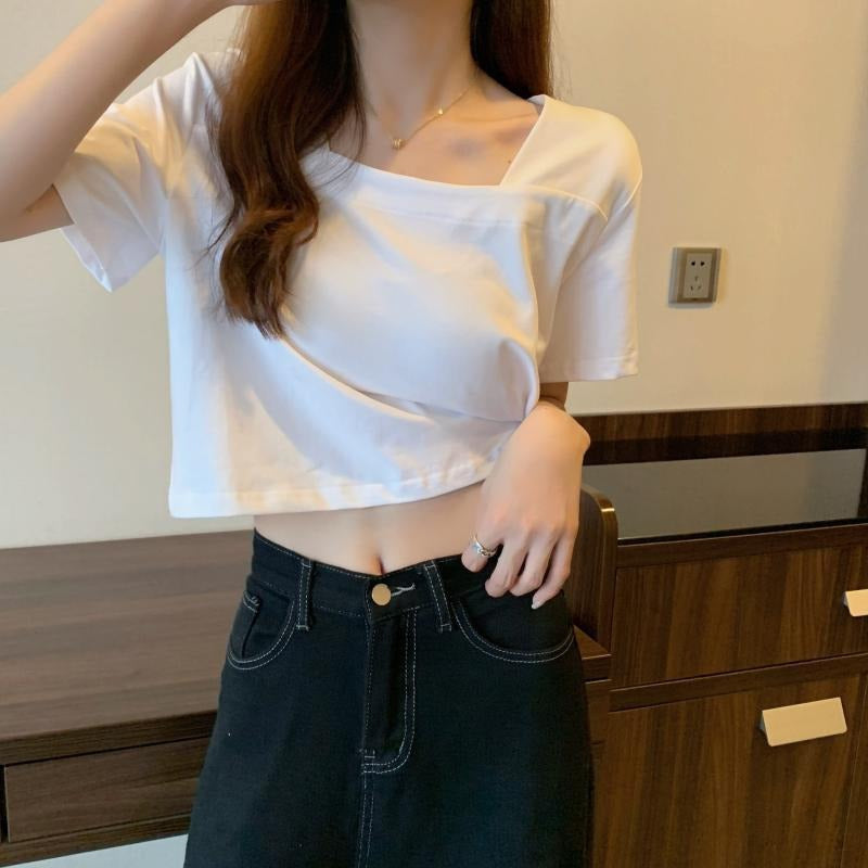Damen Cropped T-Shirt Modern Norvielle
