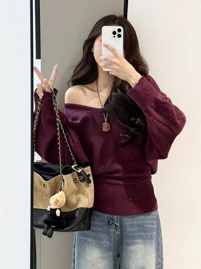 Damen Pullover V-Ausschnitt Bindegürtel Norvielle