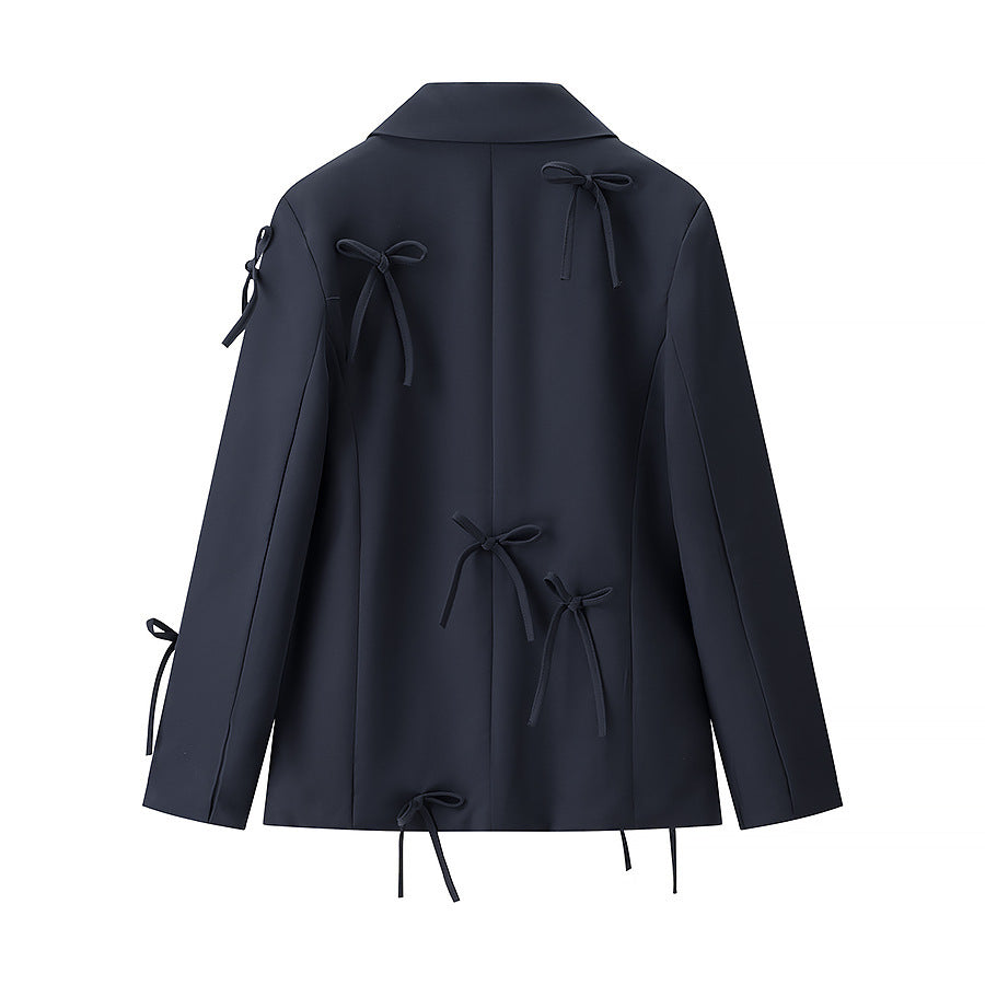 Damen Blazerjacke Dekorativ Mit Binde-Details