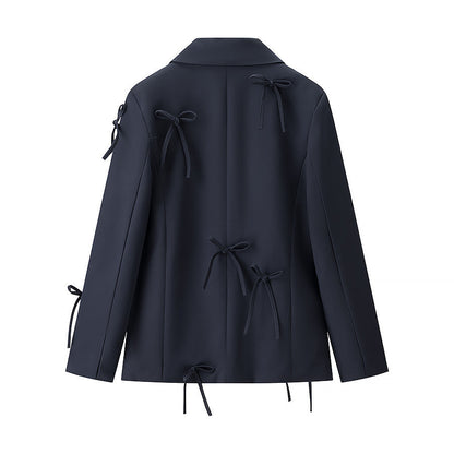 Damen Blazerjacke Dekorativ Mit Binde-Details