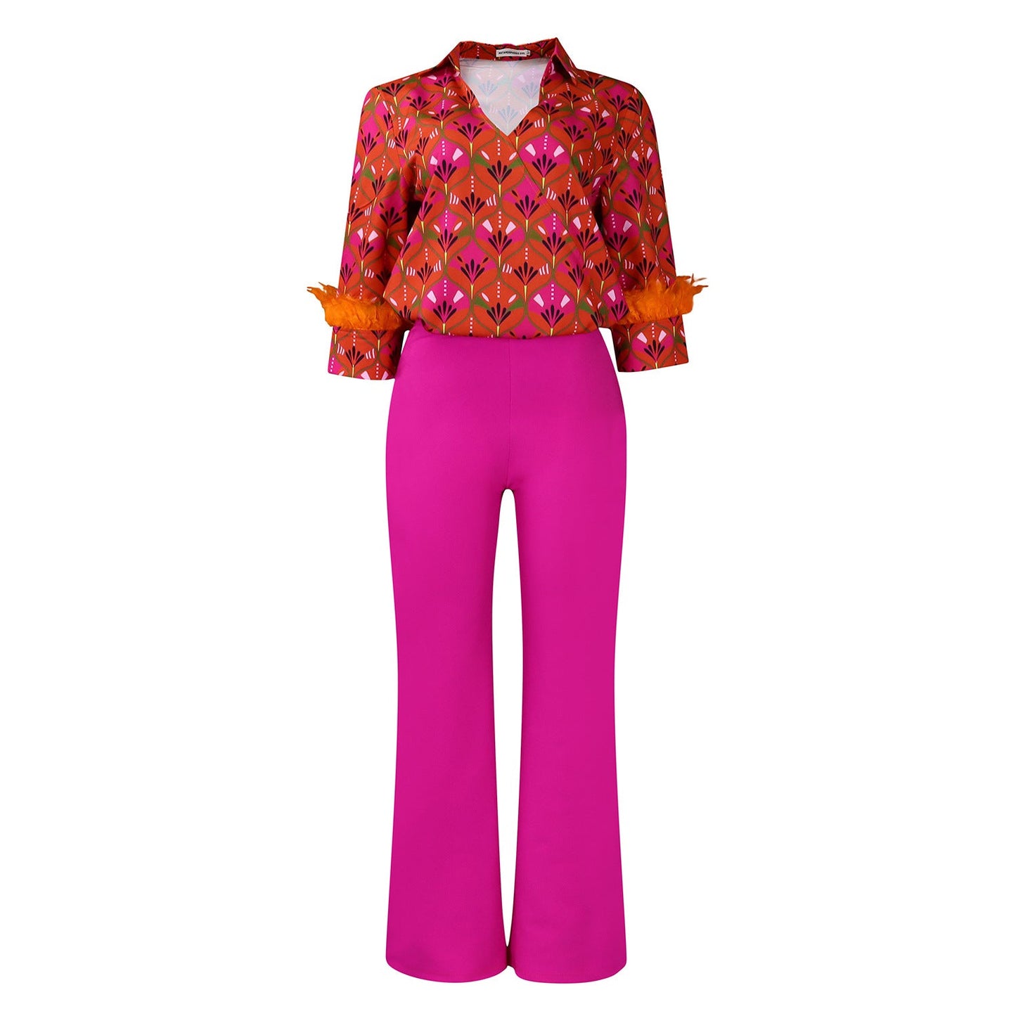 Damen Ensemble Florales Muster Elegante Details