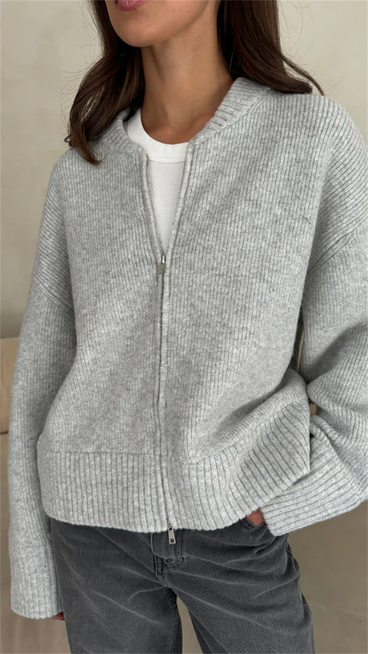 Damen Strickpullover Lässig Reißverschluss Norvielle