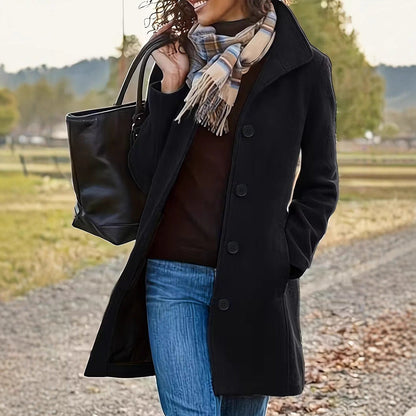 Damen Wollmantel Modern Kragen Praktische Taschen