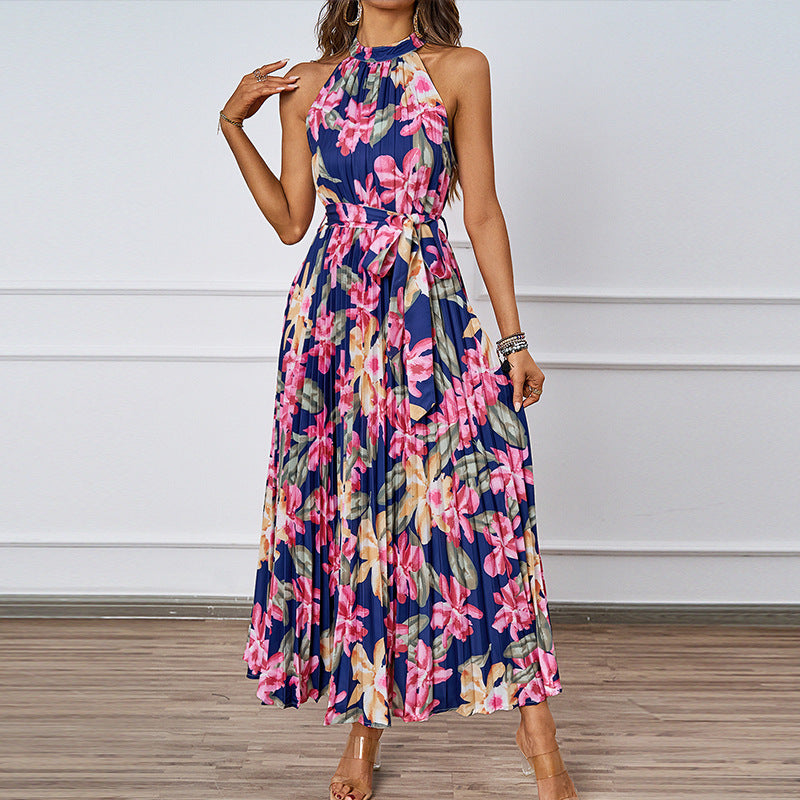 Damen Maxikleid Florales Design Gerafftes Oberteil Norvielle - Norvielle