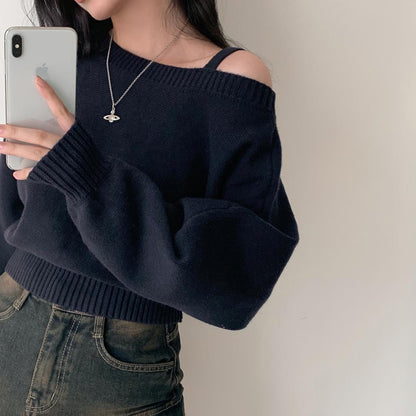 Damen Pullover Lässiger Schnitt Schulterdesign Norvielle