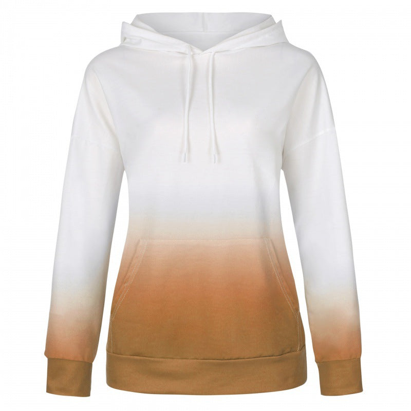 Damen Kapuzenpullover Moderner Farbverlauf Kängurutaschen