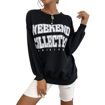 Damen Oversized Sweatshirt mit Schriftzug Norvielle