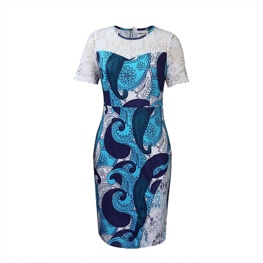 Damen Spitzenkleid Figurbetonter Schnitt Muster Mix
