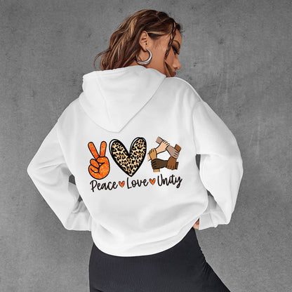 Damen Kapuzenpullover Peace Love Unity Design Norvielle