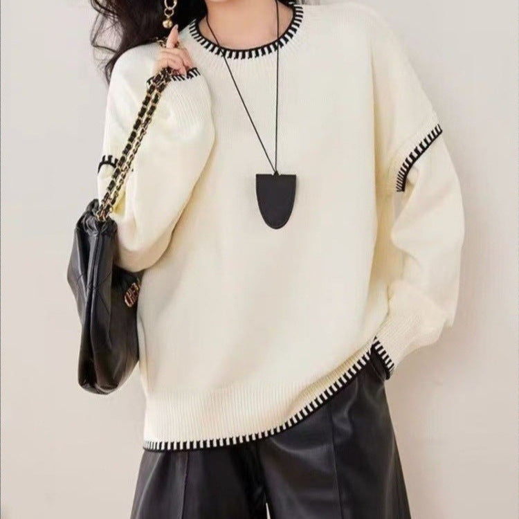 Damen Pullover Strukturiert Kuschelig Beige - Norvielle
