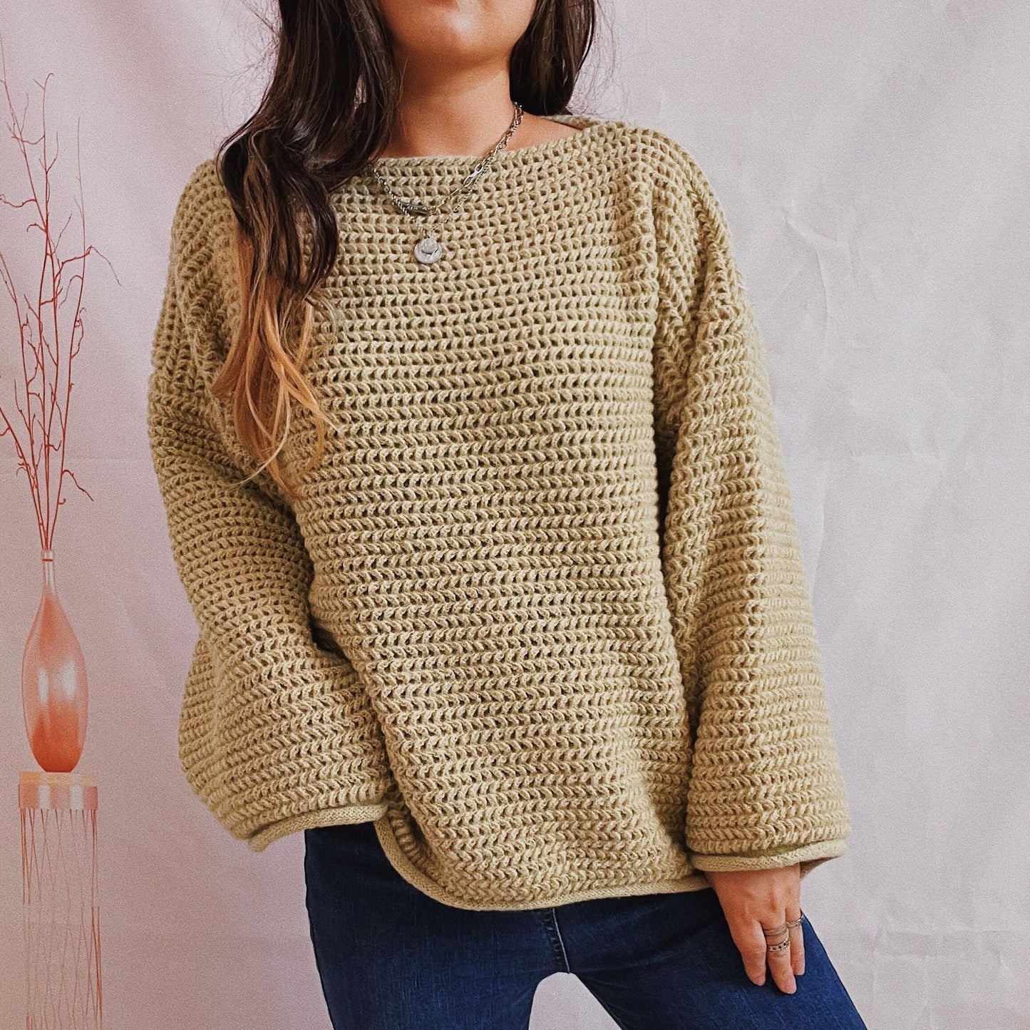 Damen Strickpullover Weit Locker Norvielle