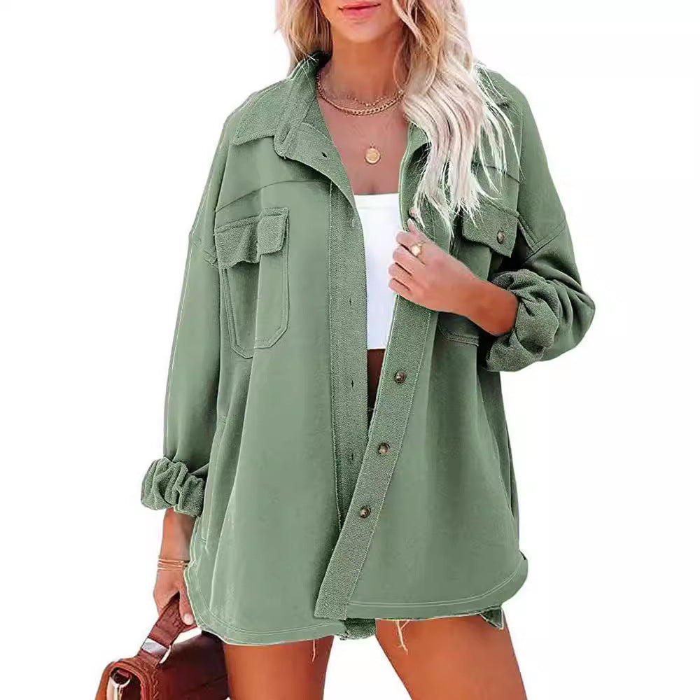 Damen Oversized-Hemdjacke mit Taschen und modernem Schnitt Norvielle