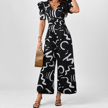 Damen Jumpsuit Elegantes Grafikmuster Norvielle