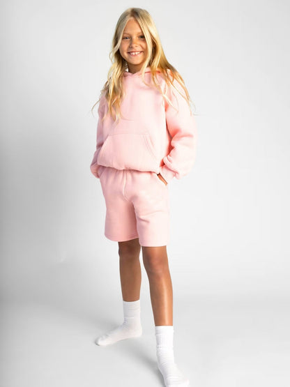 Damen Sportliches Kurzarm-Set mit Kapuze und Shorts