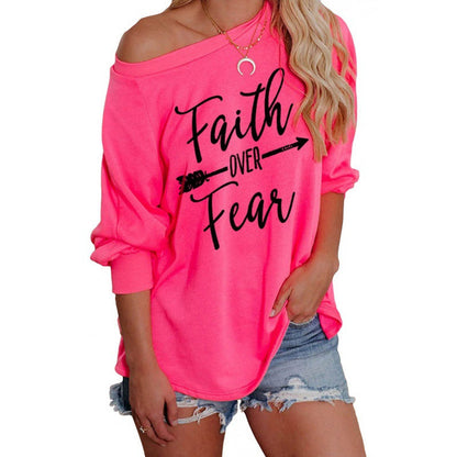 Damen Off-Shoulder Pullover mit Druck Norvielle