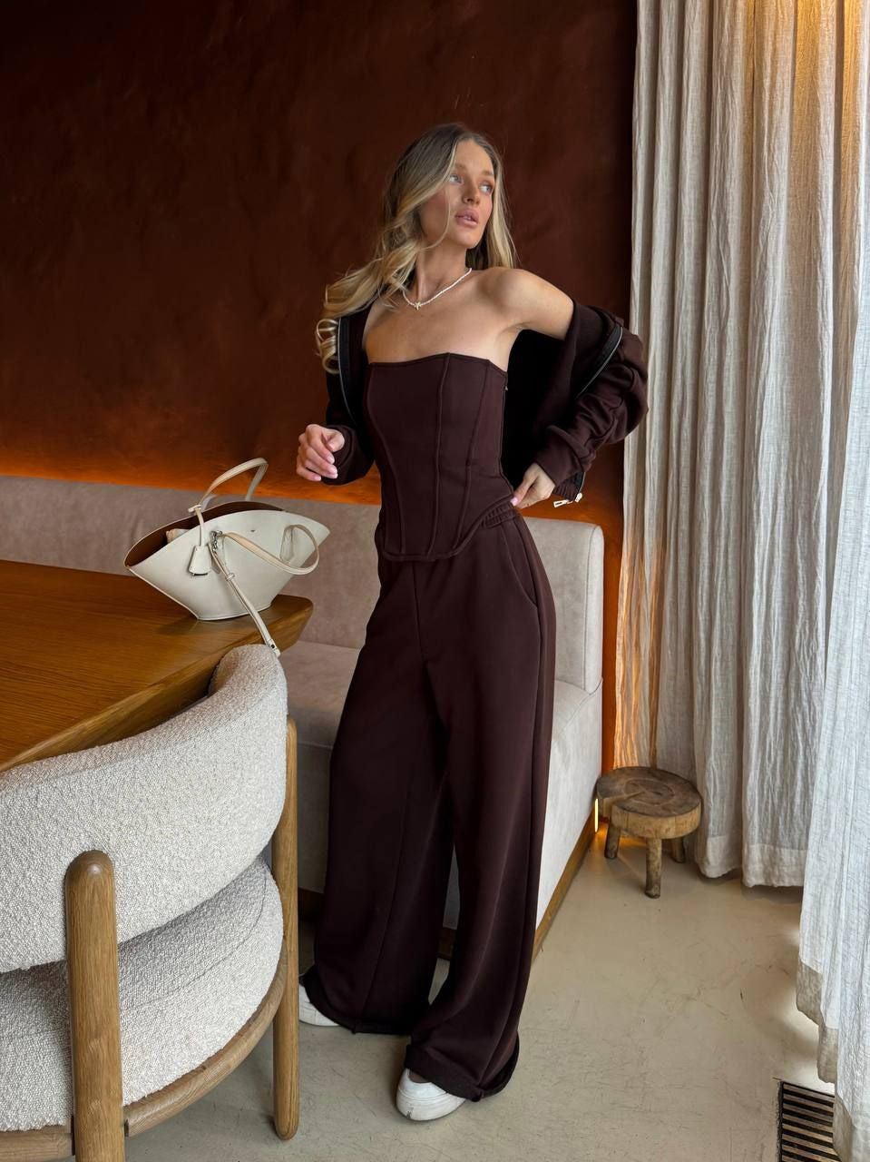 Damen Loungewear-Set mit Corsage und Hoodie Norvielle
