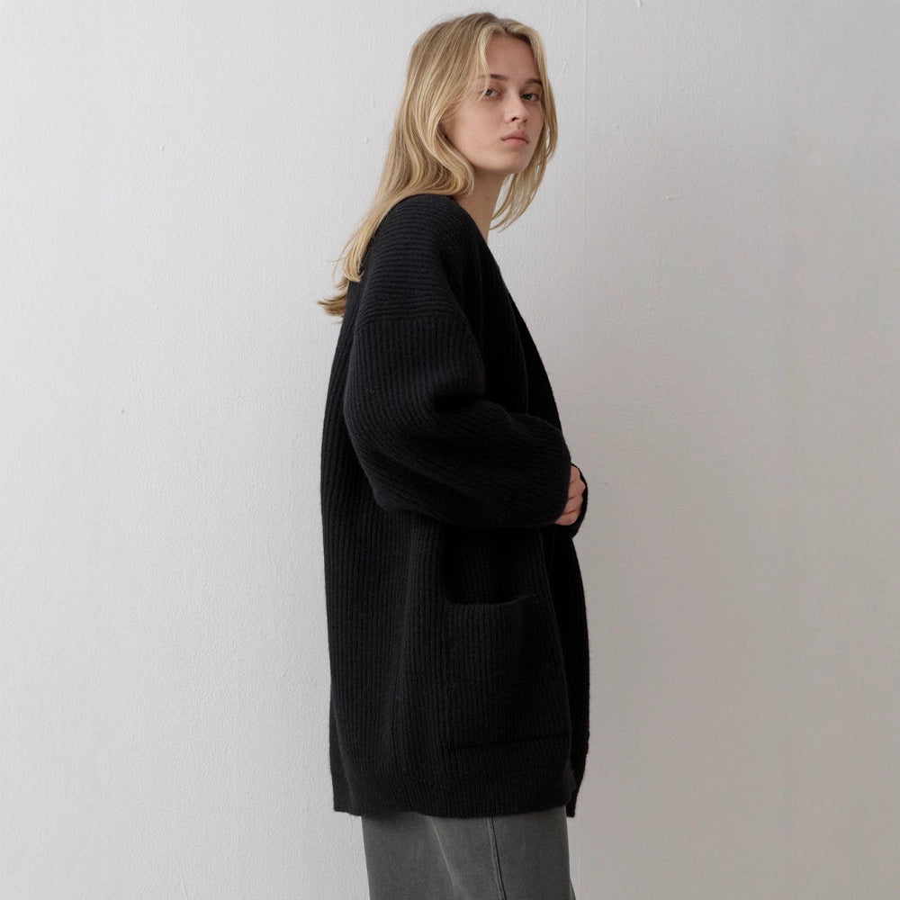 Damen Grobstrickcardigan Übergroße Ärmel Norvielle