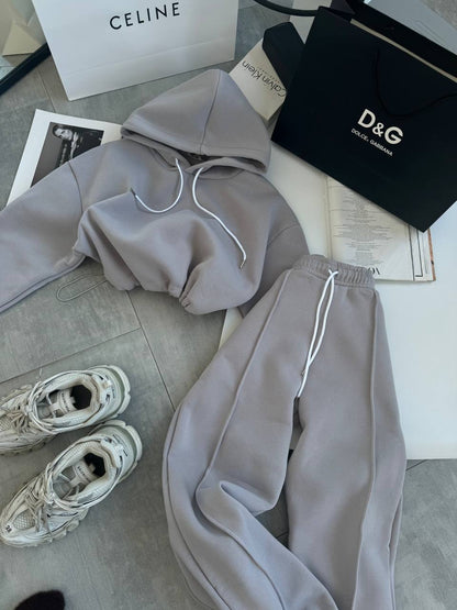 Damen Jogginganzug mit Kapuze und Taschen Elastisch Norvielle