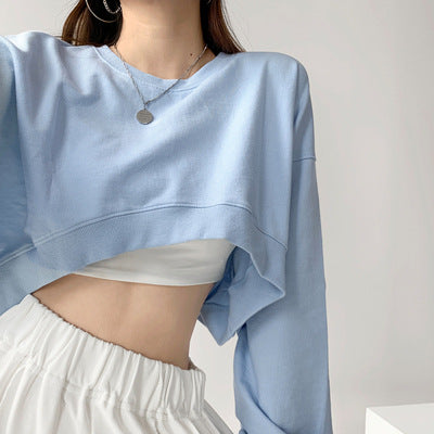 Damen Cropped Sweatshirt Norvielle Kapuzenlos