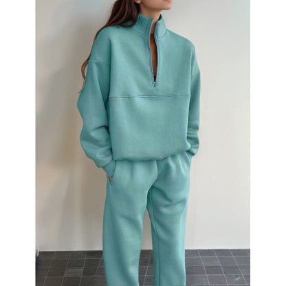 Damen Sweatshirt-Set Elastisch Hochkragen Grau Norvielle