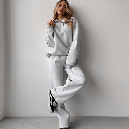 Damen Hoodie Knopfleiste Weite Hose Norvielle