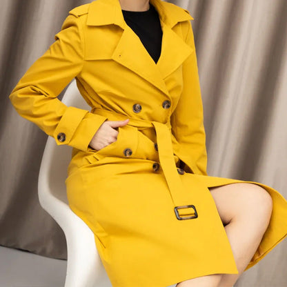 Damen Trenchcoat Doppelter Knopfleiste Taillengürtel Norvielle