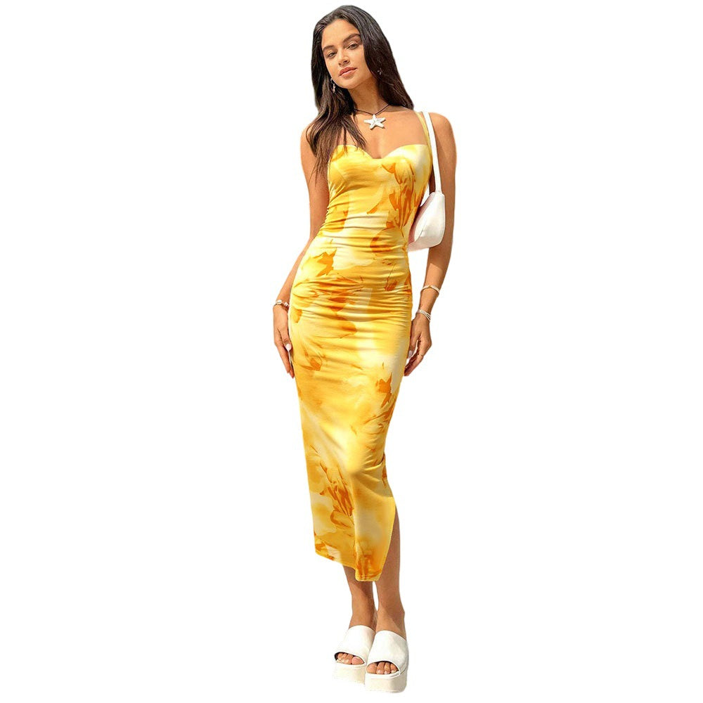 Damen Midikleid Rüschen Wasserfallausschnitt Norvielle