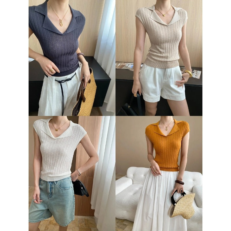 Damen Strickoberteil V-Ausschnitt Figurbetont Elegantes Design